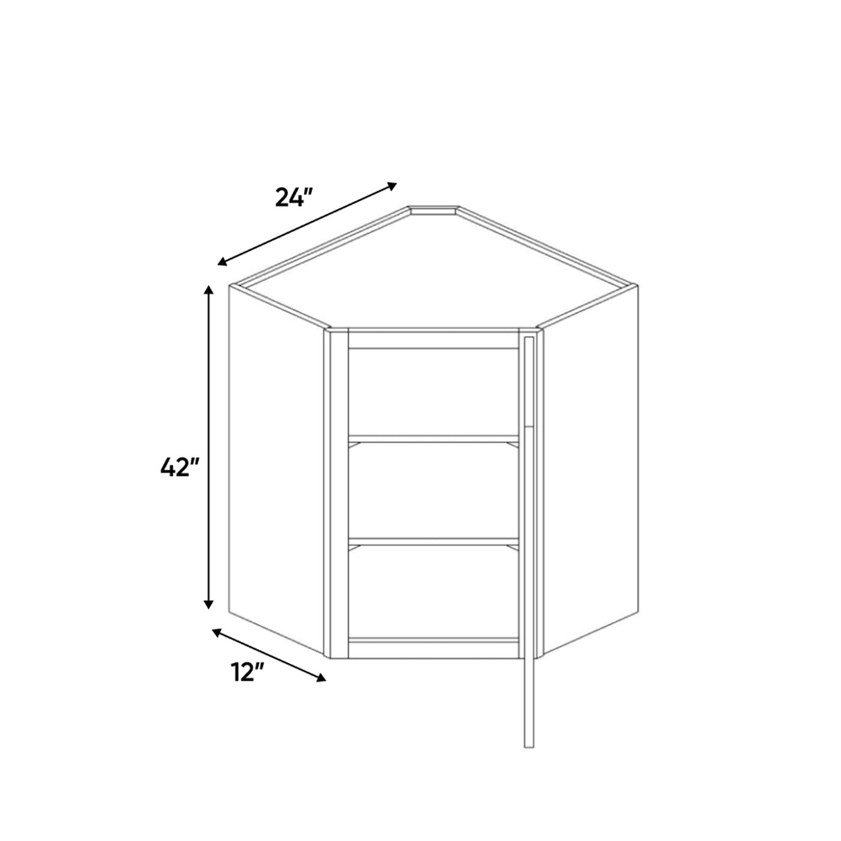 Atlas Blanco - 24 Inch Diagonal Corner Wall Cabinet - 24" Width x 42" Height x 12" Depth
