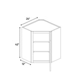 Atlas Blanco - 24 Inch Diagonal Corner Wall Cabinet - 24" Width x 42" Height x 12" Depth