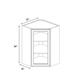 Liberty Shaker Rift - 27 Inch Diagonal Corner Glass Door Wall Cabinet - 27" Width x 36" Height x 15" Depth