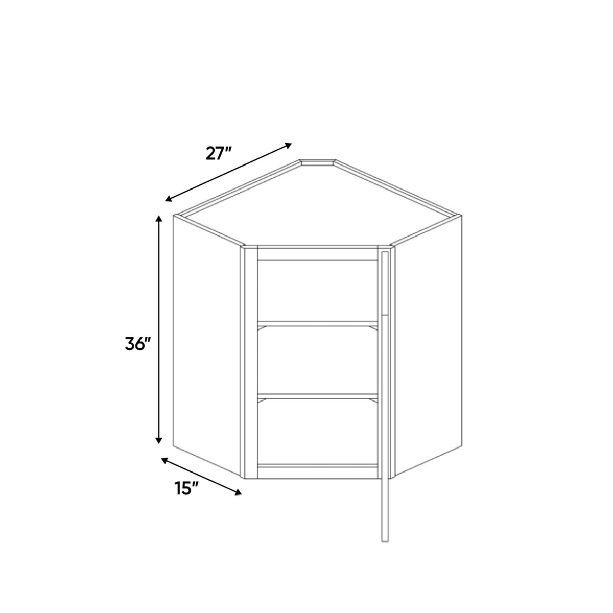 Sonoma White - 27 Inch Diagonal Corner Wall Cabinet - 27" Width x 36" Height x 15" Depth