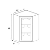 Atlas Blanco - 27 Inch Diagonal Corner Glass Door Wall Cabinet - 27" Width x 42" Height x 15" Depth