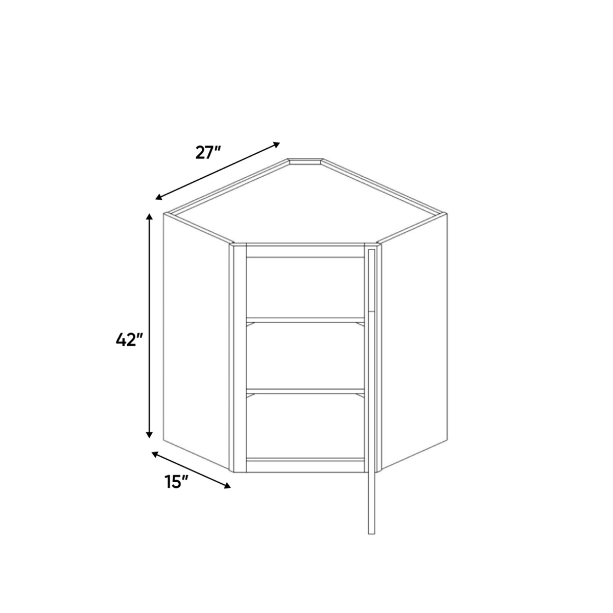 Windsor Ashen - 27 Inch Diagonal Corner Wall Cabinet - 27" Width x 42" Height x 15" Depth