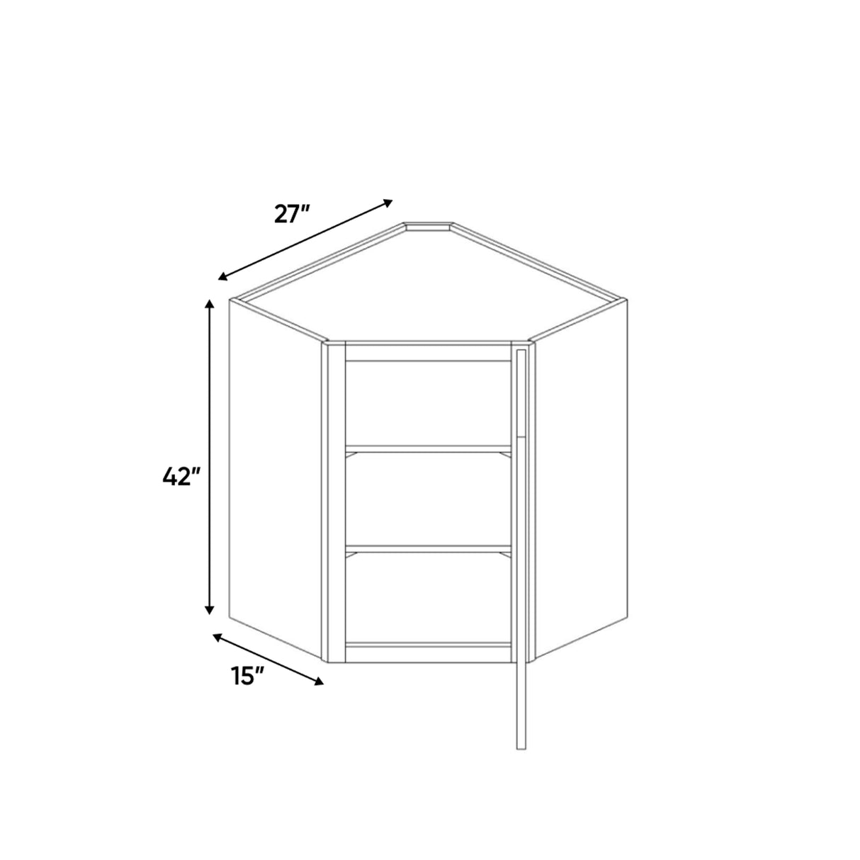 Atlas Blanco - 27 Inch Diagonal Corner Wall Cabinet - 27" Width x 42" Height x 15" Depth