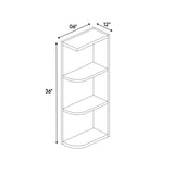 Avalon Ashen - 36 Inch Wall Open Shelf Wall Cabinet - 06" Width x 36" Height x 12" Depth