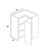 Slim Shaker Oatmeal - 36 Inch Wall Square Corner Wall Cabinet - 24" Width x 36" Height x 12" Depth
