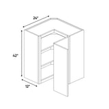 Windsor Ashen - 42 Inch Wall Square Corner Wall Cabinet - 24" Width x 42" Height x 12" Depth