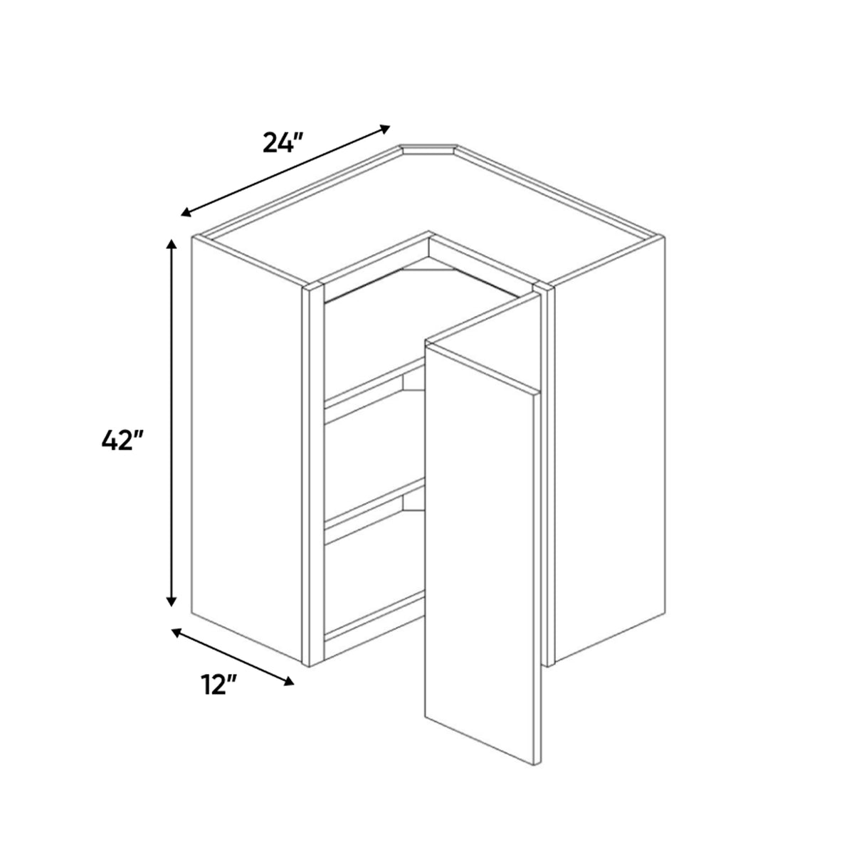 RTA - Liberty Shaker Blue - Diagonal Corner Wall Cabinets - 24"W x 42"H x 12"D - LSB-WSC2442