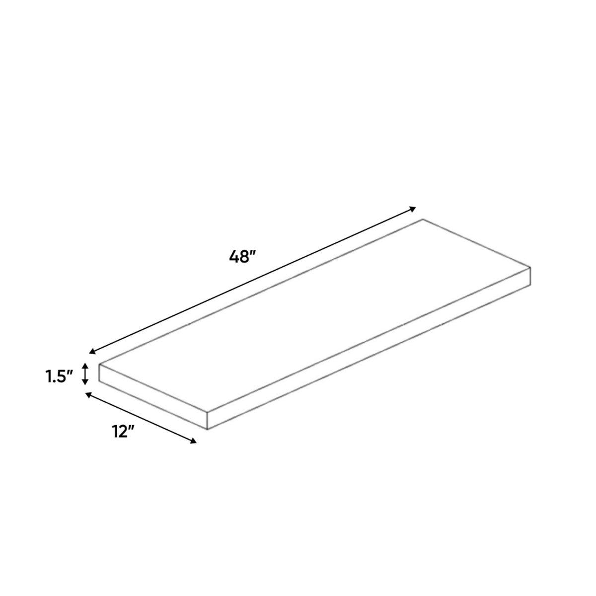 Sonoma White - 48 Inch Wall Shelf Accessories - 48" Width x 1.5" Height x 12" Depth