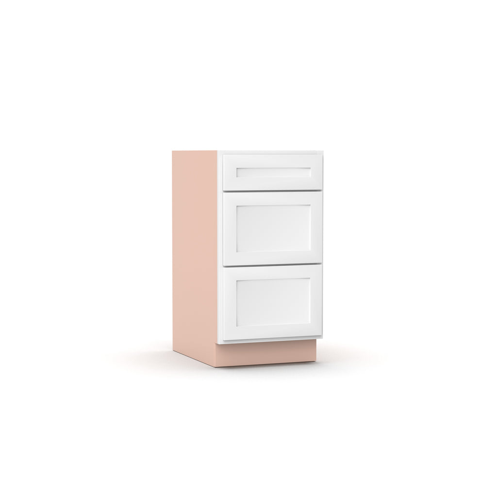 Liberty Shaker White - 18 Inch Three Drawer Base Cabinet - 18
