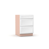 Liberty Shaker White - 24 Inch Three Drawer Base Cabinet - 24" Width x 34.5" Height x 24" Depth
