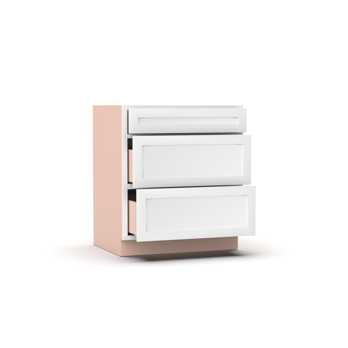 Liberty Shaker White - 30 Inch Three Drawer Base Cabinet - 30" Width x 34.5" Height x 24" Depth