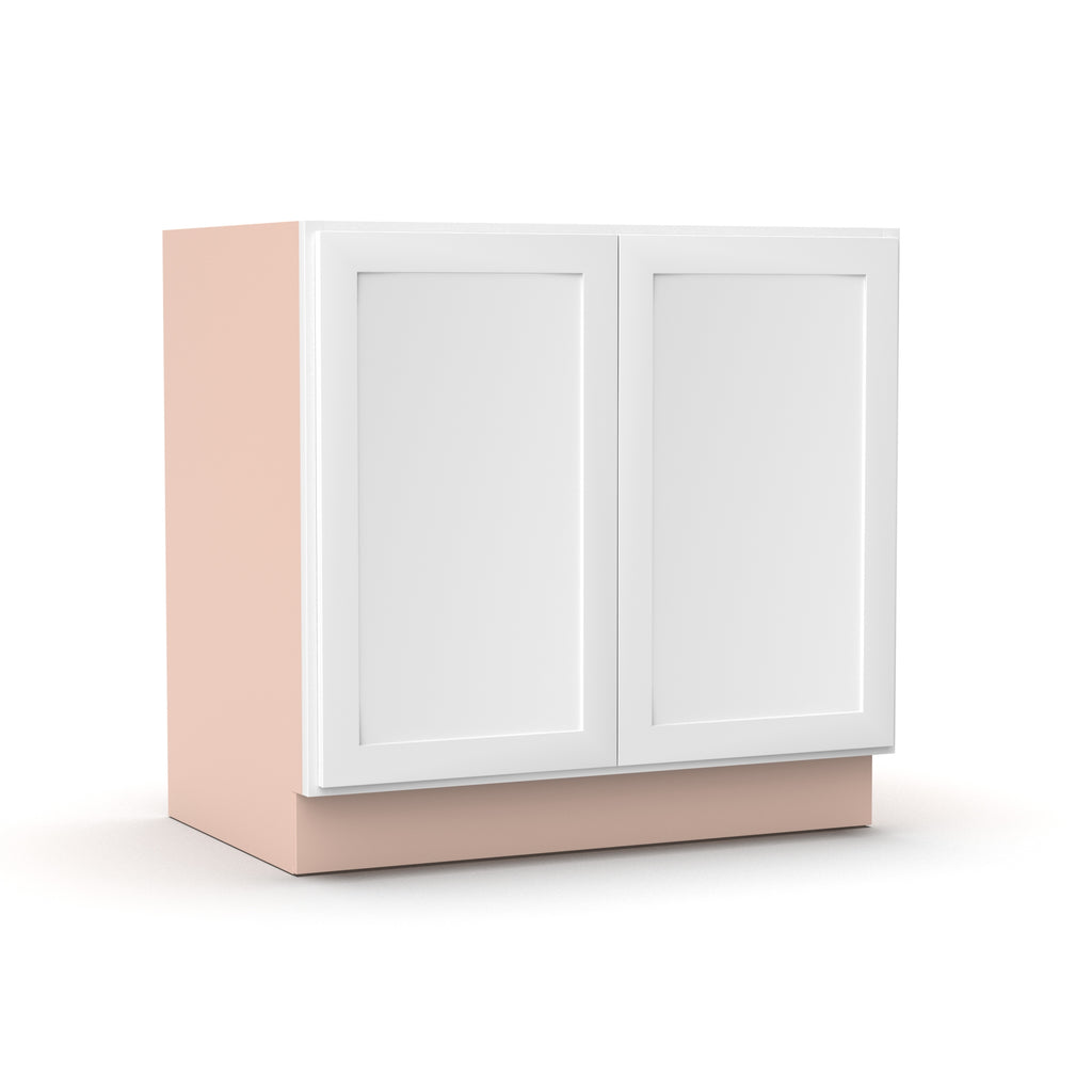 Liberty Shaker White - 33 Inch Full Height Double Door Base Cabinet - 33