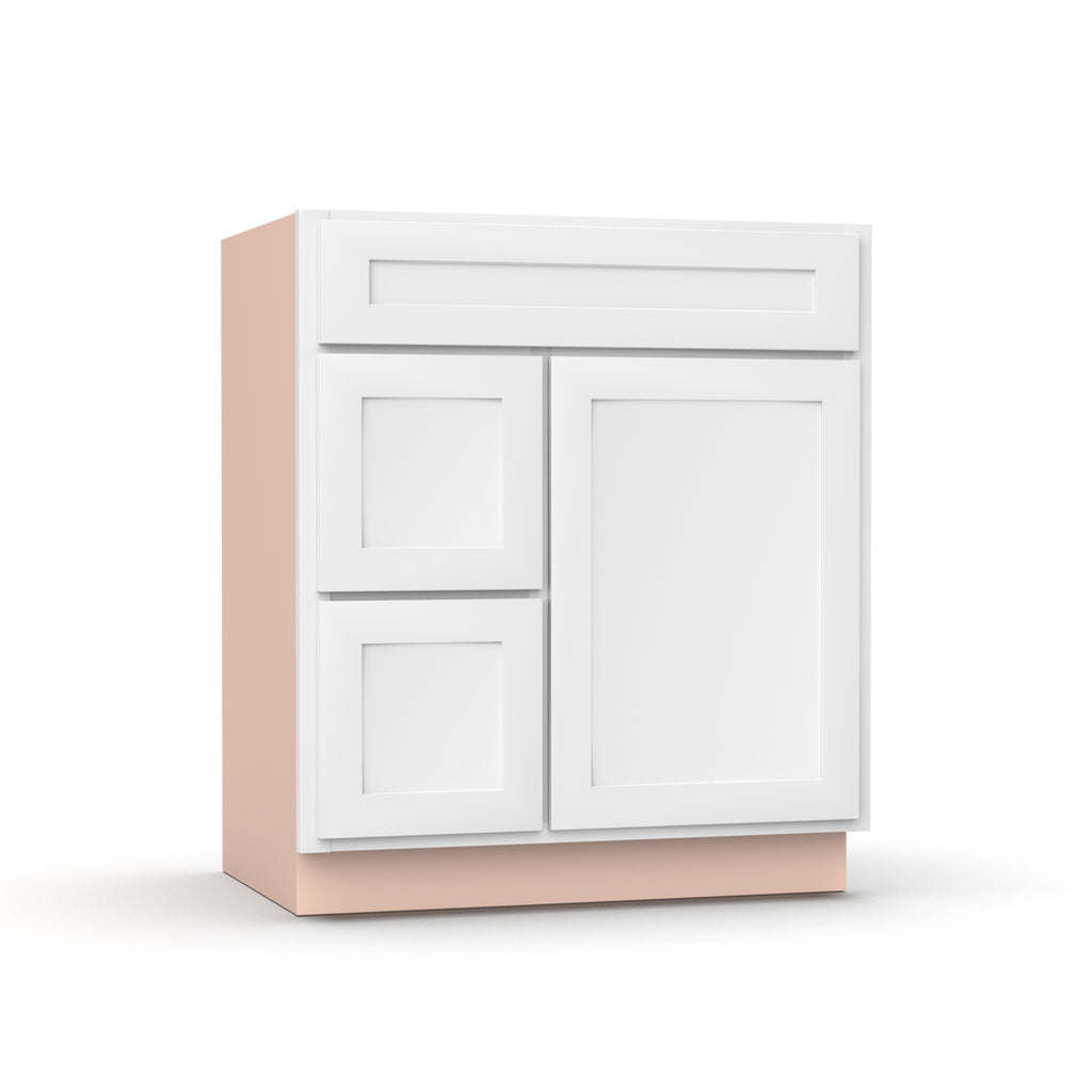 Liberty Shaker White - 30 Inch Vanity Sink Drawer Base Cabinet - 30