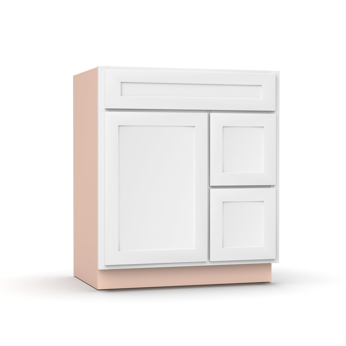 Liberty Shaker White - 30 Inch Vanity Sink Drawer Base Cabinet - 30" Width x 34.5" Height x 21" Depth