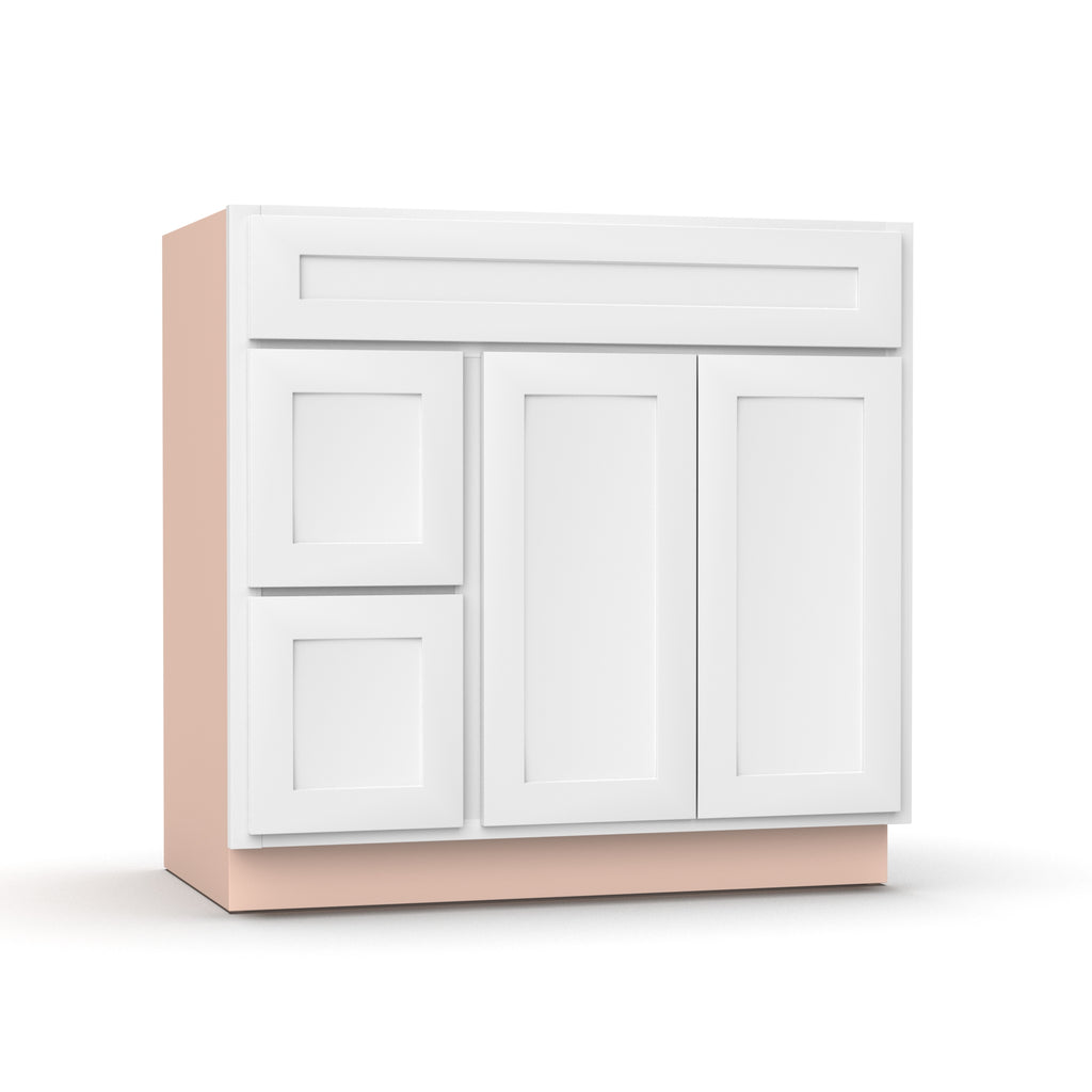 Liberty Shaker White - 36 Inch Vanity Sink Drawer Base Cabinet - 36
