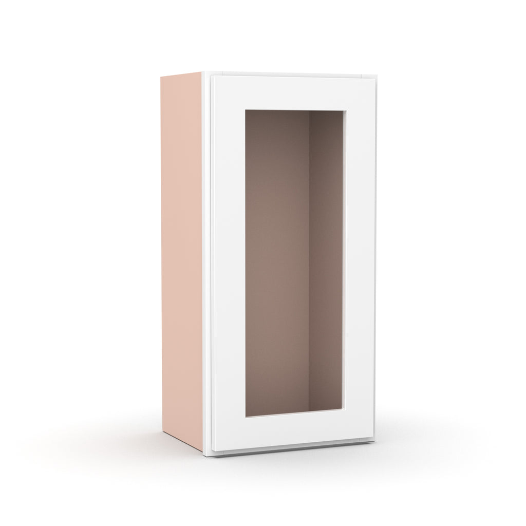 Liberty Shaker White - 15 Inch Single Glass Door Wall Cabinet - 15