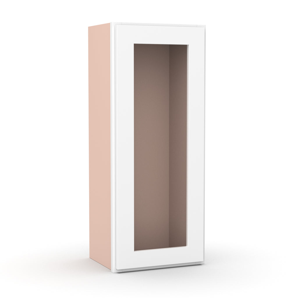 Liberty Shaker White - 15 Inch Single Glass Door Wall Cabinet - 15