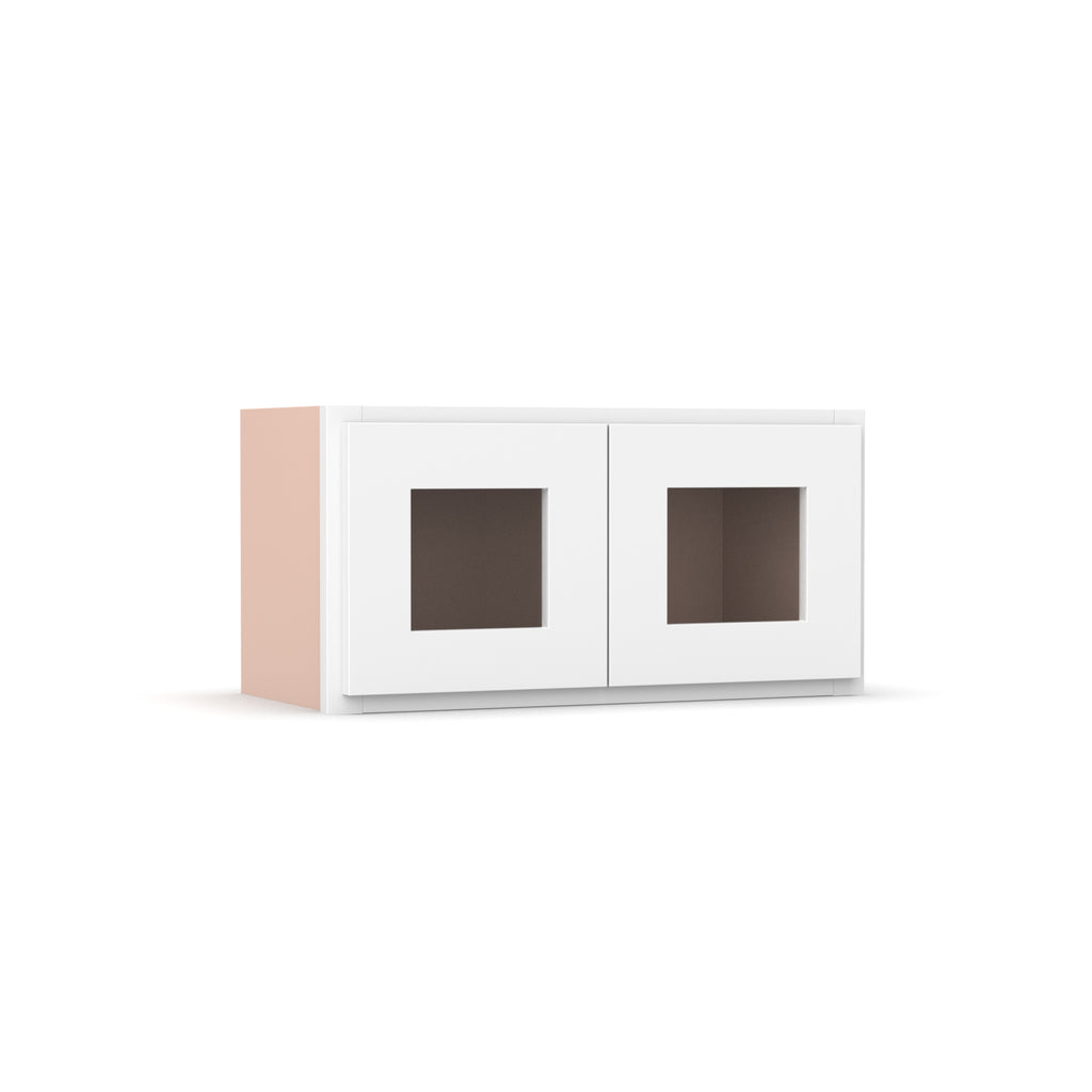 Liberty Shaker White - 24 Inch Double Glass Door Wall Cabinet - 24