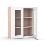 Liberty Shaker White - 24 Inch Double Glass Door Wall Cabinet - 24" Width x 30" Height x 12" Depth
