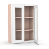Liberty Shaker White - 24 Inch Double Glass Door Wall Cabinet - 24" Width x 36" Height x 12" Depth