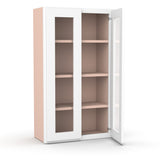 Liberty Shaker White - 24 Inch Double Glass Door Wall Cabinet - 24" Width x 42" Height x 12" Depth