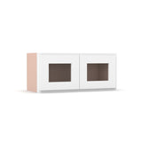 Liberty Shaker White - 27 Inch Double Glass Door Wall Cabinet - 27" Width x 12" Height x 12" Depth