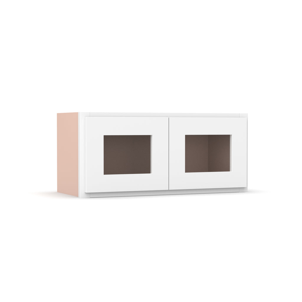 Liberty Shaker White - 27 Inch Double Glass Door Wall Cabinet - 27