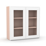 Liberty Shaker White - 30 Inch Double Glass Door Wall Cabinet - 30" Width x 30" Height x 12" Depth