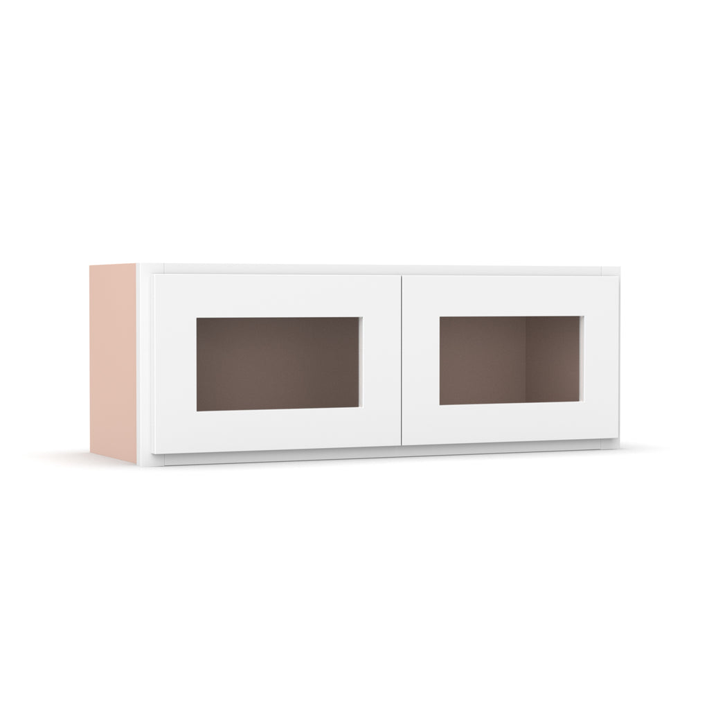 Liberty Shaker White - 33 Inch Double Glass Door Wall Cabinet - 33