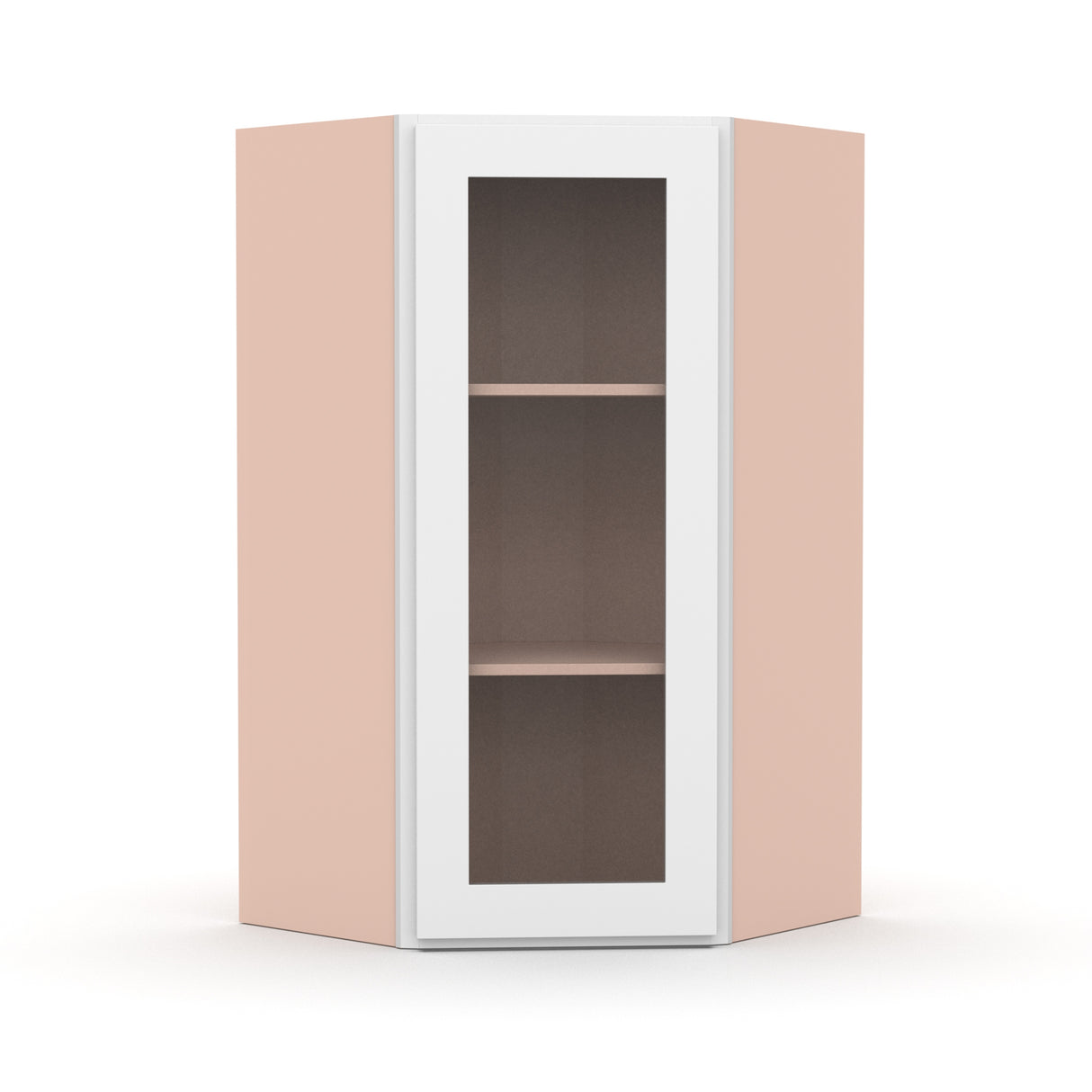 Liberty Shaker White - 24 Inch Diagonal Corner Glass Door Wall Cabinet - 24" Width x 30" Height x 12" Depth