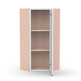 Liberty Shaker White - 24 Inch Diagonal Corner Glass Door Wall Cabinet - 24" Width x 36" Height x 12" Depth