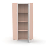 Liberty Shaker White - 24 Inch Diagonal Corner Glass Door Wall Cabinet - 24" Width x 42" Height x 12" Depth
