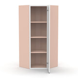 Liberty Shaker White - 27 Inch Diagonal Corner Glass Door Wall Cabinet - 27" Width x 42" Height x 15" Depth