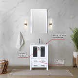 Volez 24 in. Freestanding Bathroom Vanity with Integrated Top, White integrated Square Sink