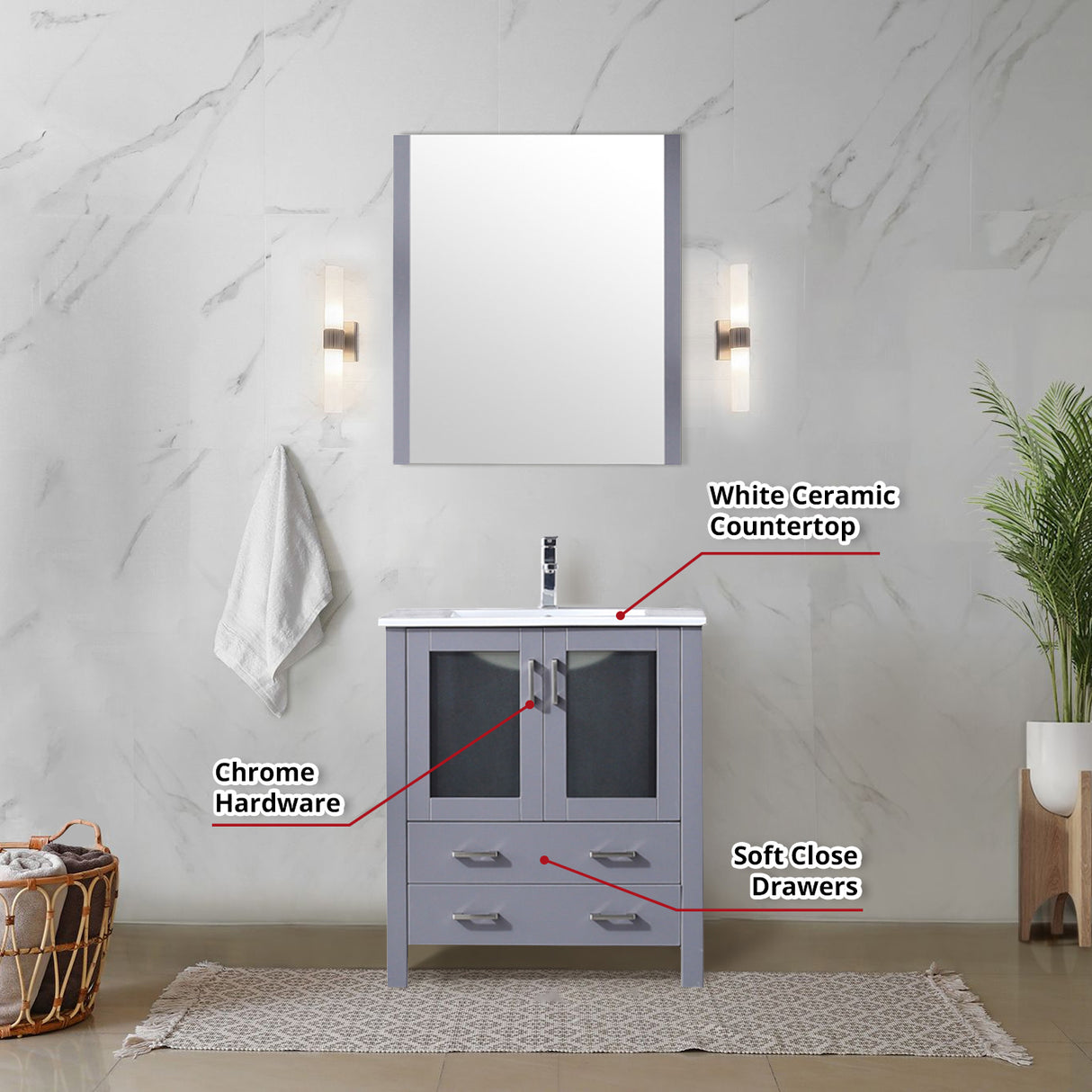 Volez 30 in. Freestanding Bathroom Vanity