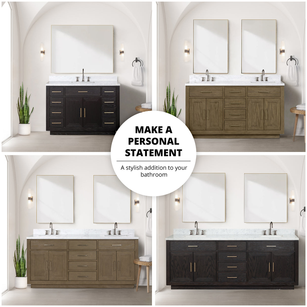 Abbey 48 in W x 22 in D Brown Oak Single Bath Vanity