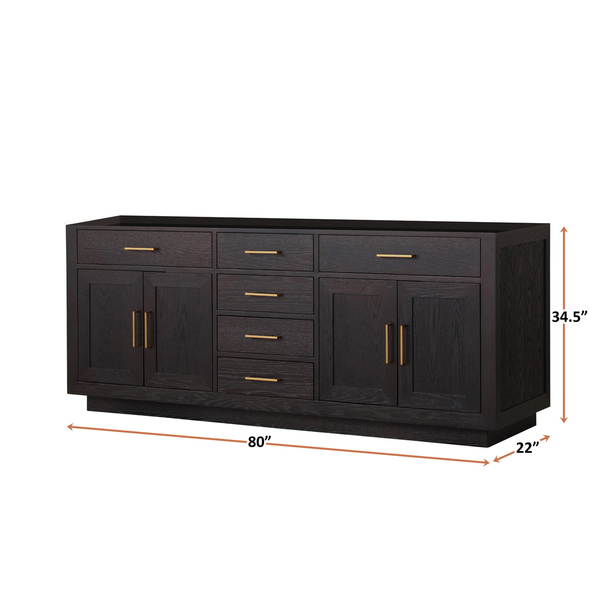Abbey 80 in W x 22 in D Black Oak Double Bath Vanity
