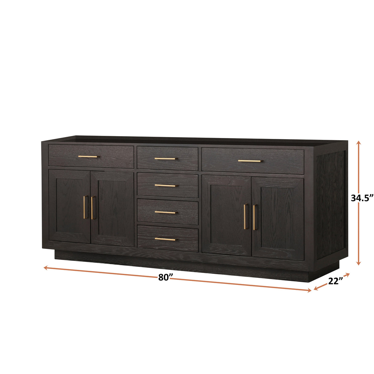 Abbey 80 in W x 22 in D Brown Oak Double Bath Vanity