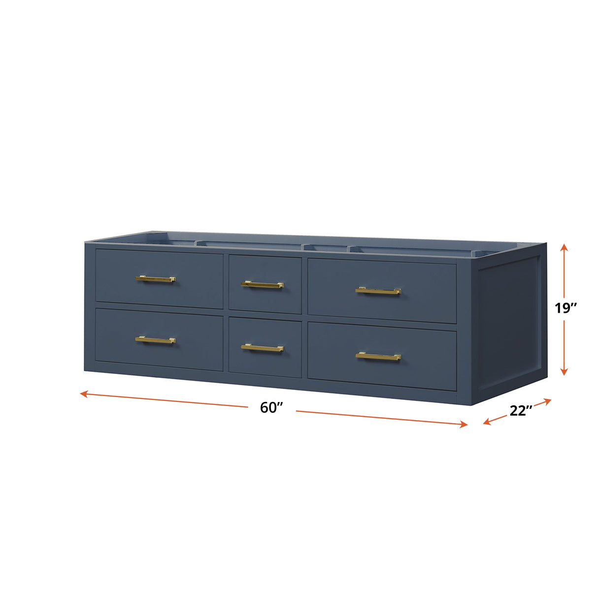 Castor 60 in W x 22 in D Blue Double Bath Vanity