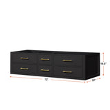 Castor 72 in W x 22 in D Black Double Bath Vanity