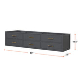Castor 80 in W x 22 in D Black Double Bath Vanity