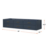 Castor 84 in W x 22 in D Blue Double Bath Vanity