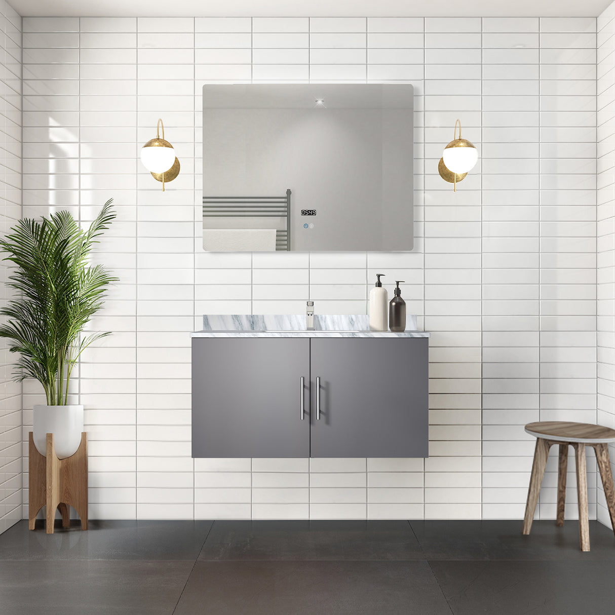Geneva 36 in. W x 22 in. D Dark Grey Bath Vanity