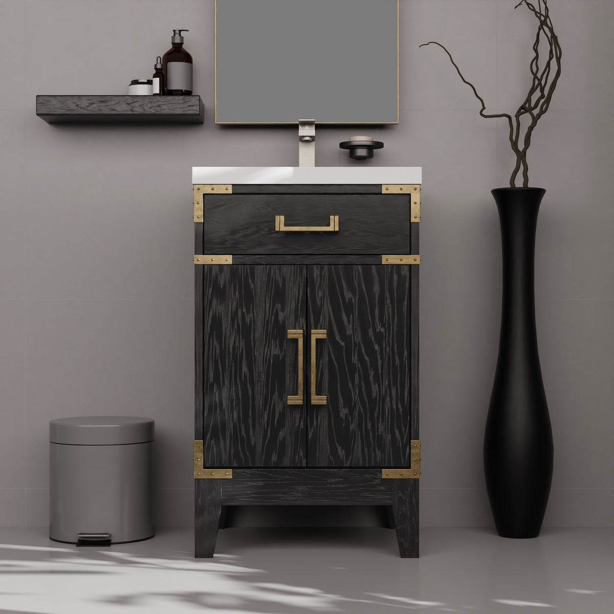 Laurel 20 in W x 18 in D Black Oak Single Bath Vanity