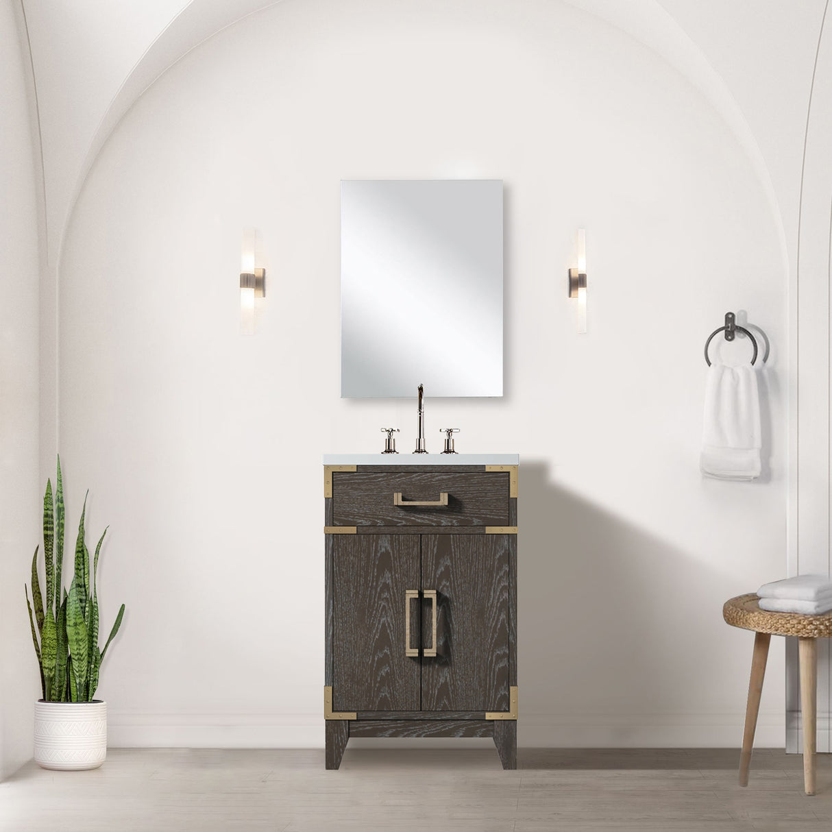 Laurel 20 in W x 18 in D Brown Oak Single Bath Vanity