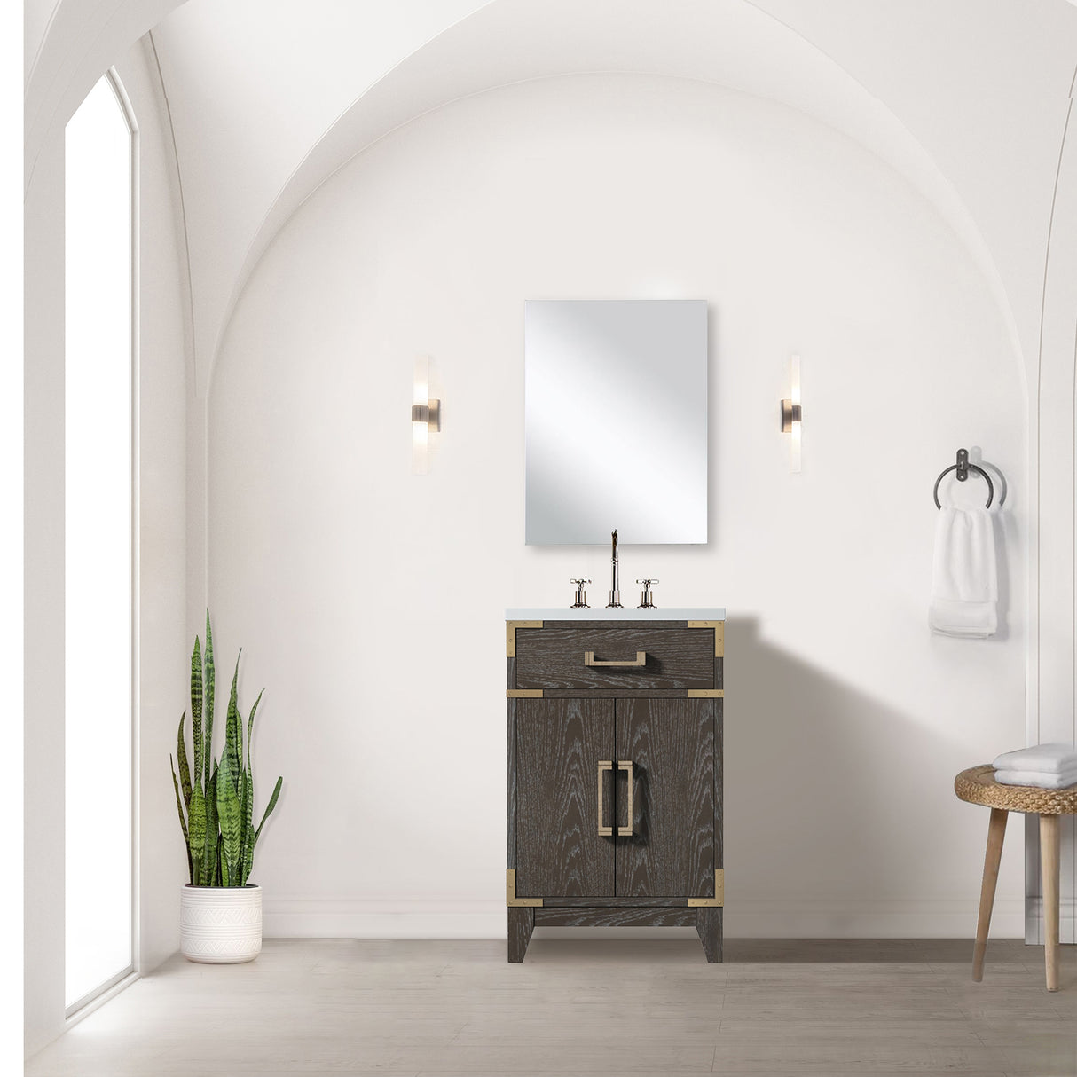 Laurel 20 in W x 18 in D Brown Oak Single Bath Vanity