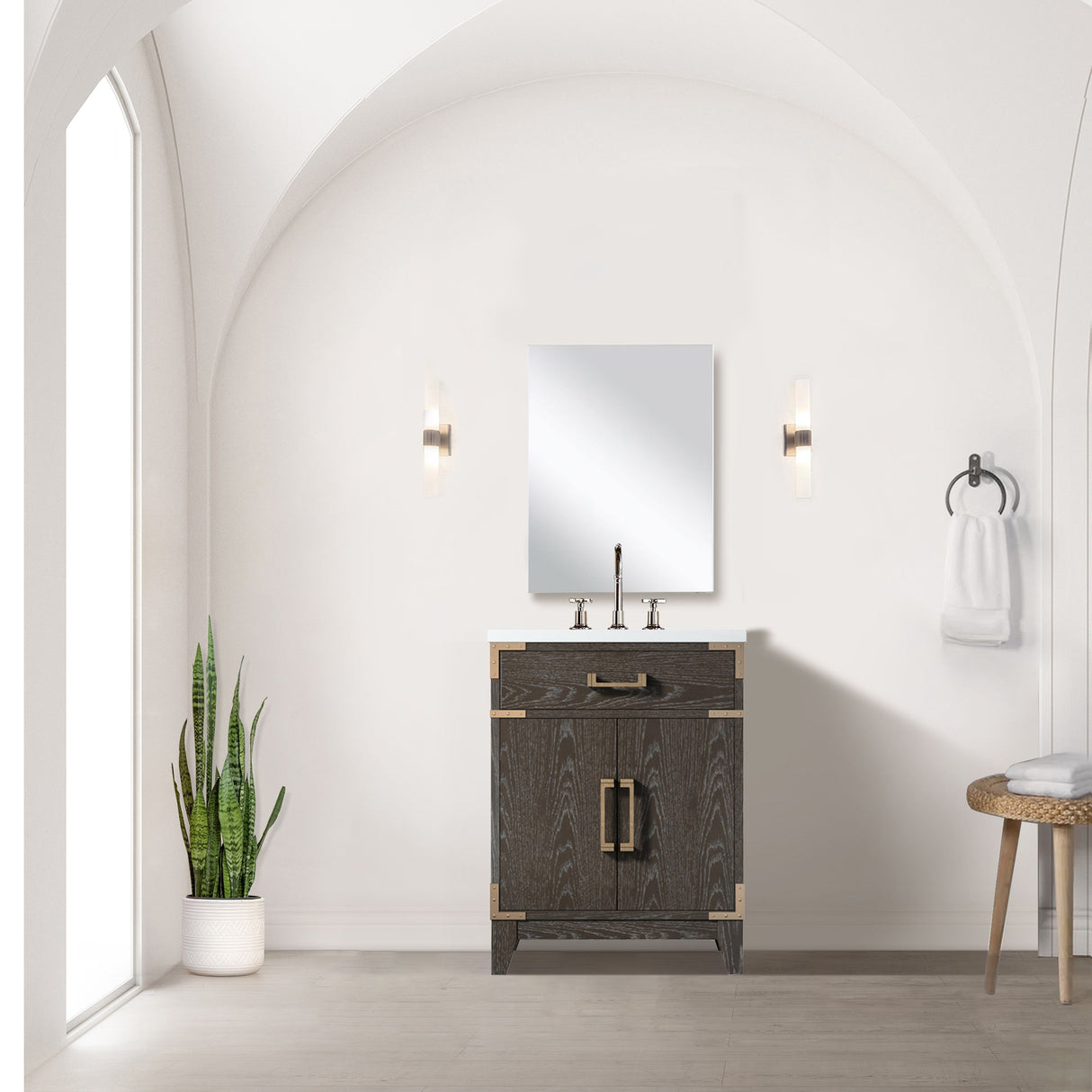 Laurel 24 in W x 18 in D Brown Oak Single Bath Vanity