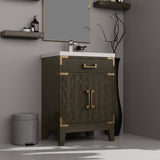 Laurel 24 in W x 18 in D Brown Oak Single Bath Vanity