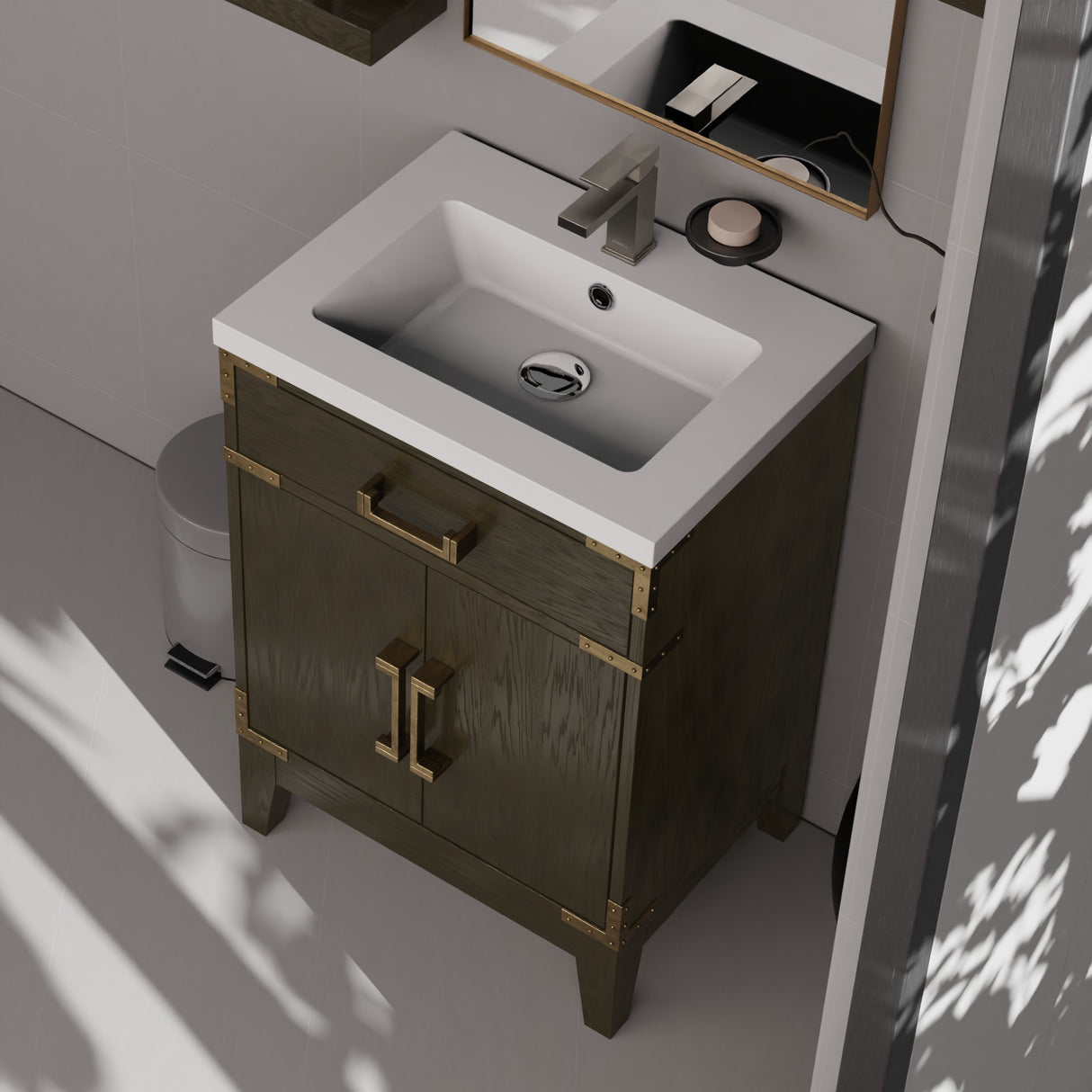 Laurel 24 in W x 18 in D Brown Oak Single Bath Vanity