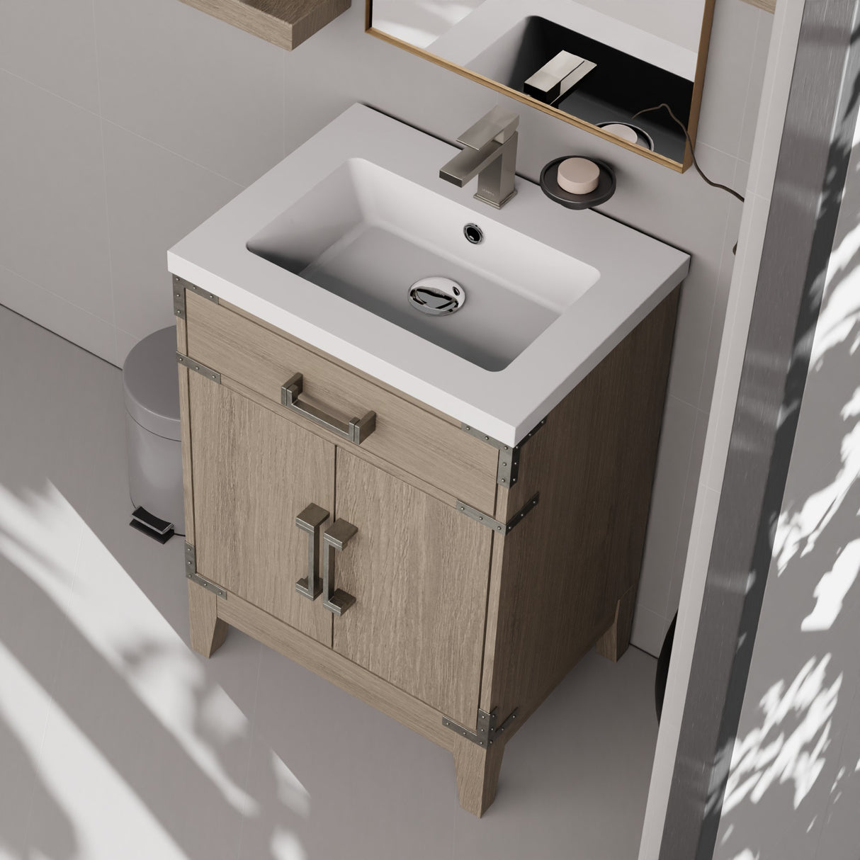 Laurel 24 in W x 18 in D Grey Oak Single Bath Vanity